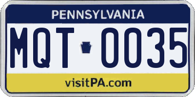 PA license plate MQT0035