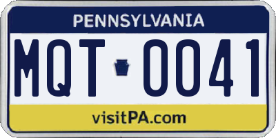 PA license plate MQT0041