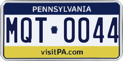 PA license plate MQT0044