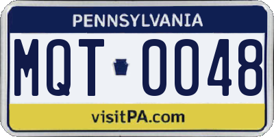 PA license plate MQT0048