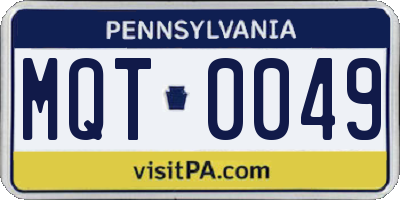 PA license plate MQT0049