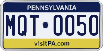 PA license plate MQT0050