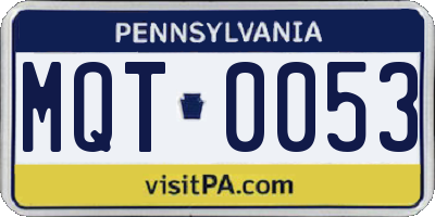 PA license plate MQT0053