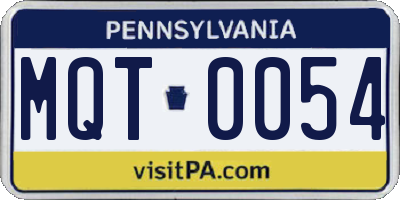 PA license plate MQT0054