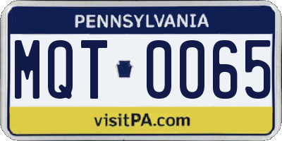 PA license plate MQT0065