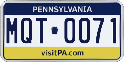 PA license plate MQT0071