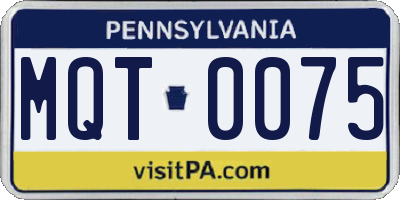 PA license plate MQT0075