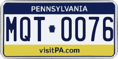 PA license plate MQT0076