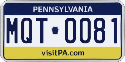 PA license plate MQT0081