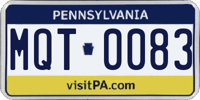 PA license plate MQT0083