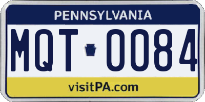 PA license plate MQT0084