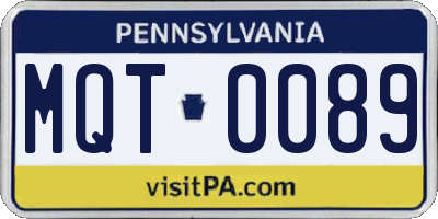 PA license plate MQT0089