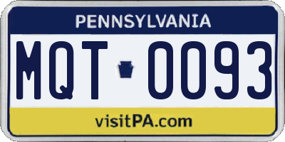 PA license plate MQT0093