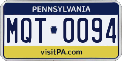 PA license plate MQT0094