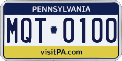 PA license plate MQT0100
