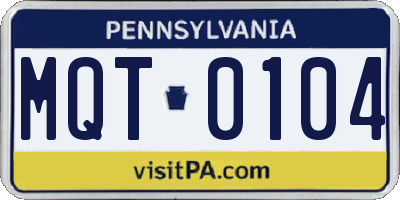 PA license plate MQT0104