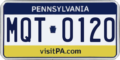 PA license plate MQT0120