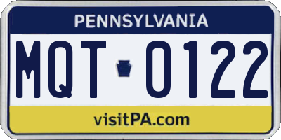 PA license plate MQT0122