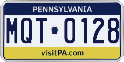 PA license plate MQT0128