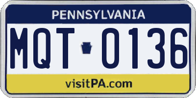PA license plate MQT0136
