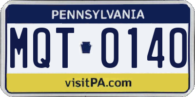PA license plate MQT0140