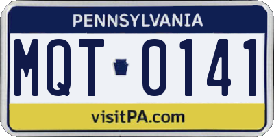 PA license plate MQT0141