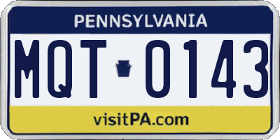 PA license plate MQT0143