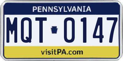 PA license plate MQT0147