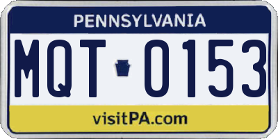 PA license plate MQT0153