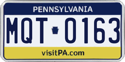 PA license plate MQT0163