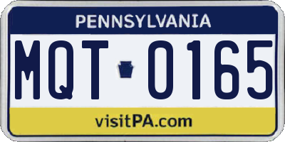 PA license plate MQT0165