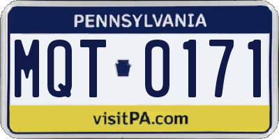 PA license plate MQT0171