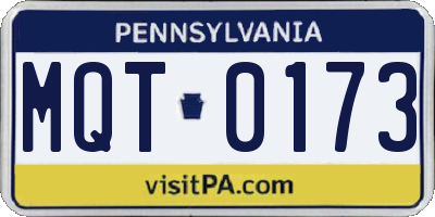 PA license plate MQT0173