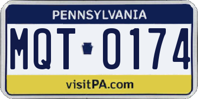 PA license plate MQT0174