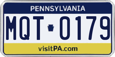 PA license plate MQT0179