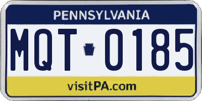 PA license plate MQT0185