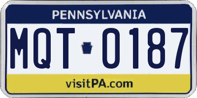 PA license plate MQT0187
