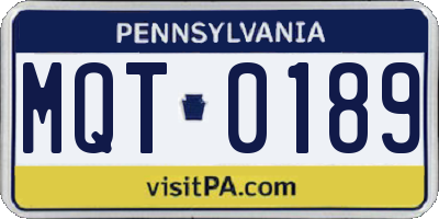 PA license plate MQT0189