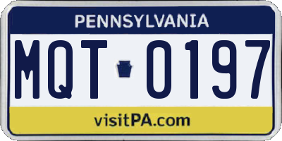 PA license plate MQT0197