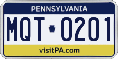 PA license plate MQT0201