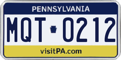 PA license plate MQT0212