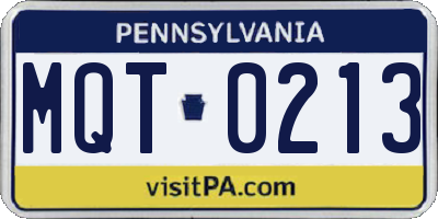 PA license plate MQT0213