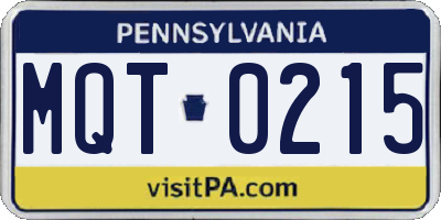 PA license plate MQT0215