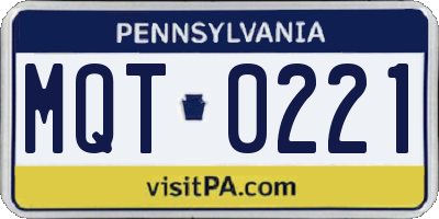 PA license plate MQT0221