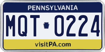 PA license plate MQT0224