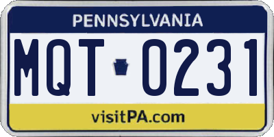 PA license plate MQT0231