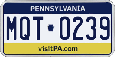 PA license plate MQT0239