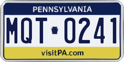PA license plate MQT0241