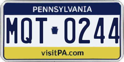 PA license plate MQT0244