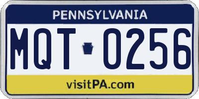 PA license plate MQT0256